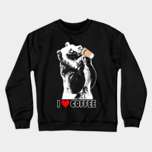 Funny Coffee Drinking Bear Gift For Coffee Lovers Crewneck Sweatshirt